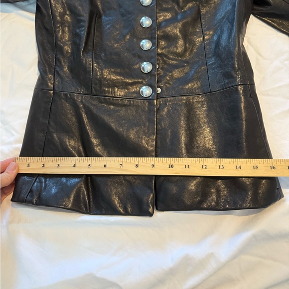 KHAITE Black Leather Jacket with Silver Buttons - Picture 9 of 13